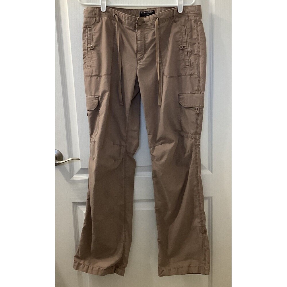 Banana Republic Cargo Pants Womens 12 Roll Up Tab Leg Drawstring Brown Hiking